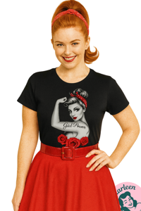 Girl Power – Sort T-shirt med Retro Print